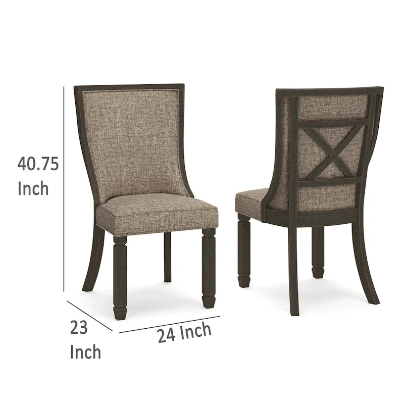 Trekk Dining Side Chair Set of 2, Black, Gray Brown Woven Polyester