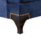 Eton 2pc Sofa Loveseat Set, 12 Pillows, Cabriole, Navy Blue Chenille