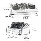 Eton 2pc Sofa Loveseat Set, 12 Pillows, Cabriole, Navy Blue Chenille