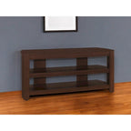 42 Inch Dark Brown Wood TV Stand with Open Shelves for 55 Inch TV Media Console for Living Room - 19.75H x 15.5W x 42L