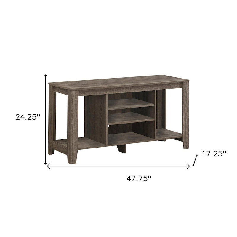 Contemporary Wood TV Console with Open Storage 48-Inch Entertainment Stand for 55 Inch Screens - 24.25H x 17.25W x 47.75L