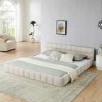 Chenille Upholstered Bed Grounded Platform Bed with Headboard