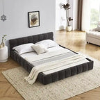 Chenille Upholstered Bed Grounded Platform Bed with Headboard