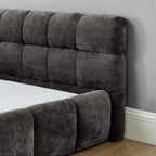 Chenille Upholstered Bed Grounded Platform Bed with Headboard