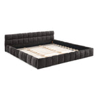 Chenille Upholstered Bed Grounded Platform Bed with Headboard