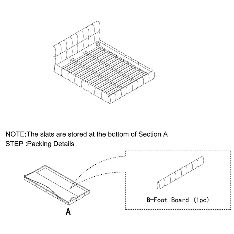 Chenille Upholstered Bed Grounded Platform Bed with Headboard