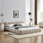 Chenille Upholstered Bed Grounded Platform Bed with Headboard