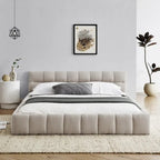Chenille Upholstered Bed Grounded Platform Bed with Headboard