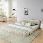 Chenille Upholstered Bed Grounded Platform Bed with Headboard