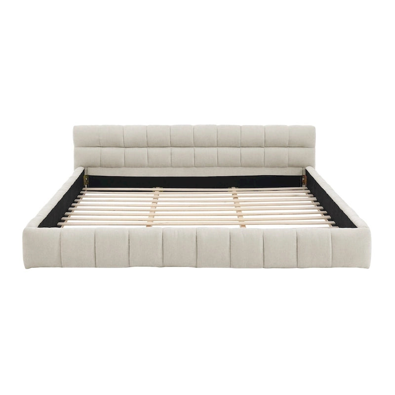 Chenille Upholstered Bed Grounded Platform Bed with Headboard
