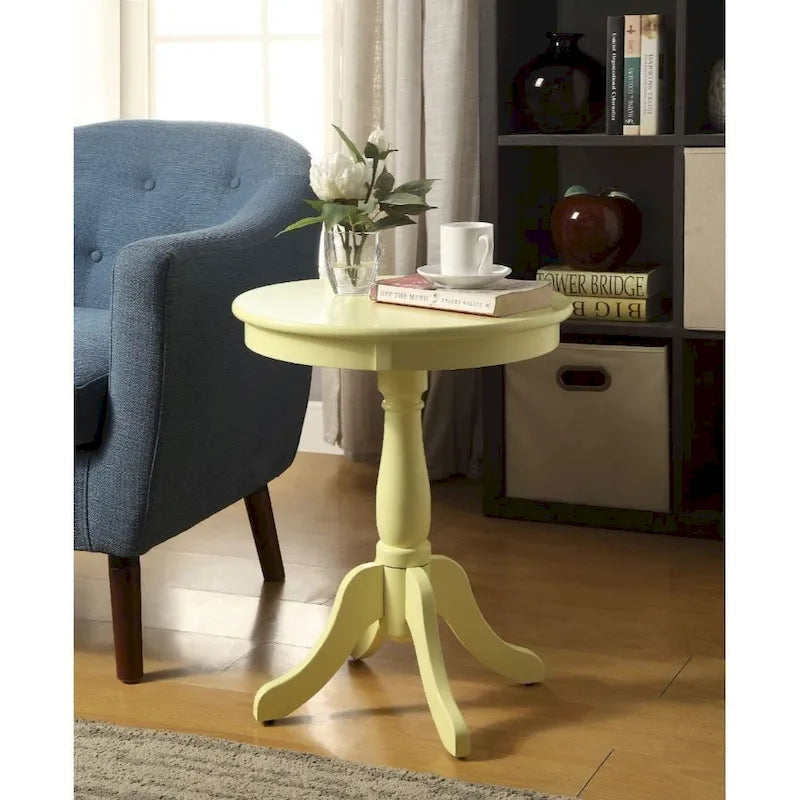 22 High Round Wooden Pedestal Side End Table with Matte Finish for Living Room or Bedroom - 18L x 18W x 22H
