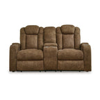 Zane Power Recliner Loveseat, Adjustable Headrest, Gray Faux Nubuck Suede