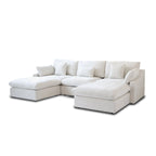 Classic Modern Linen Sectional Modular Sofa 3-Seater with 2 Ottomans, U-shaped Down Filled Cloud Couch with Cushions