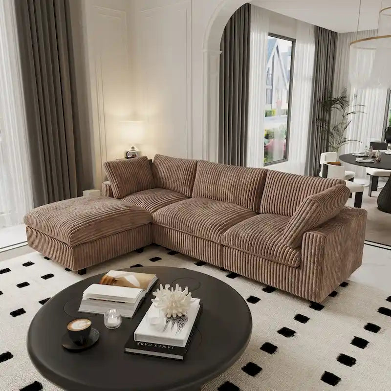 Oversized Deep Plush Cloud Sofa Couch, Modular Sectional Sofa with Ottoman