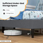 Gymax Twin Upholstered Platform Bed Mattress Foundation Button Tufted