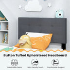 Gymax Twin Upholstered Platform Bed Mattress Foundation Button Tufted