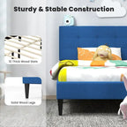 Gymax Twin Upholstered Platform Bed Mattress Foundation Button Tufted