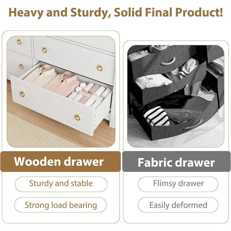 Natural 7-Drawer Dresser for Living Room, Bedroom, Entryway