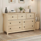 Natural 7-Drawer Dresser for Living Room, Bedroom, Entryway
