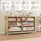 Natural 7-Drawer Dresser for Living Room, Bedroom, Entryway