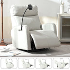 270 Degree Power Swivel Rocker Recliner Chair with USB Ports,Electric Glider Reclining Sofa,Leather Home Theater Seating