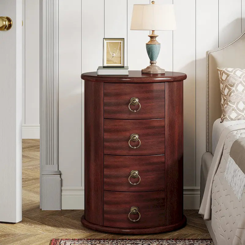 Solid Wood Bedside Table, Nightstand with 4 Drawers