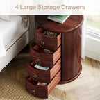 Solid Wood Bedside Table, Nightstand with 4 Drawers