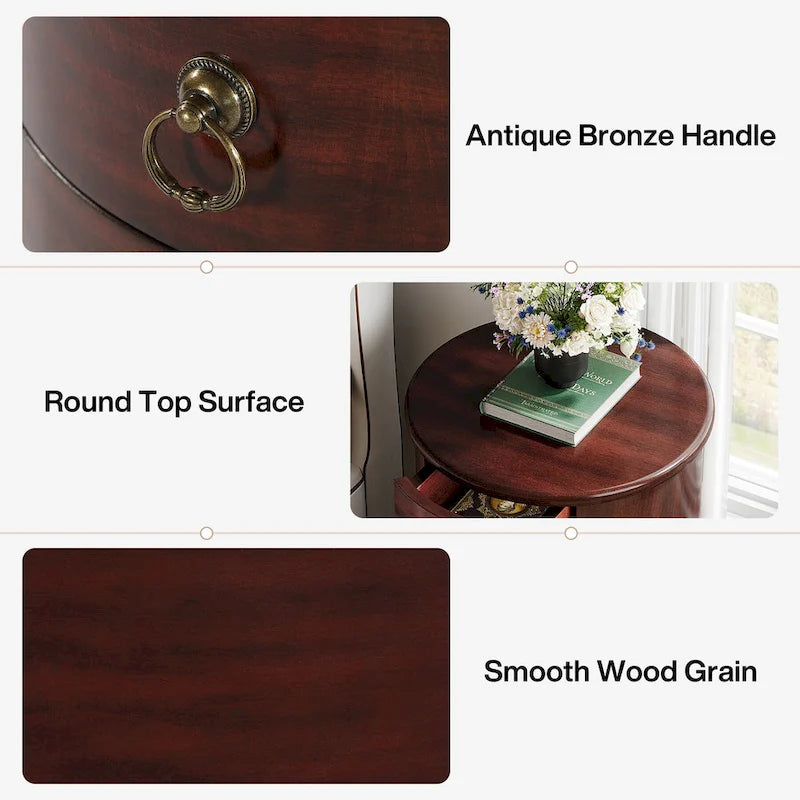 Solid Wood Bedside Table, Nightstand with 4 Drawers