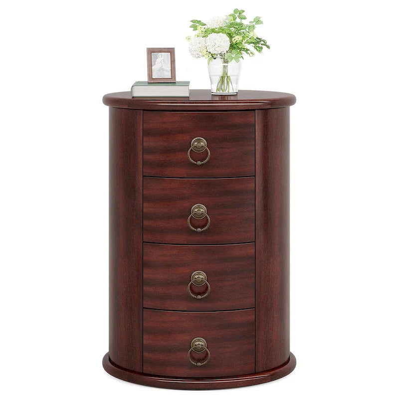 Solid Wood Bedside Table, Nightstand with 4 Drawers