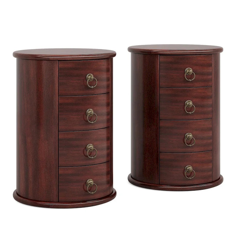 Solid Wood Bedside Table, Nightstand with 4 Drawers
