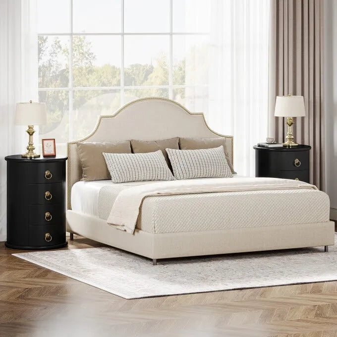 Solid Wood Bedside Table, Nightstand with 4 Drawers