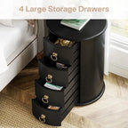 Solid Wood Bedside Table, Nightstand with 4 Drawers