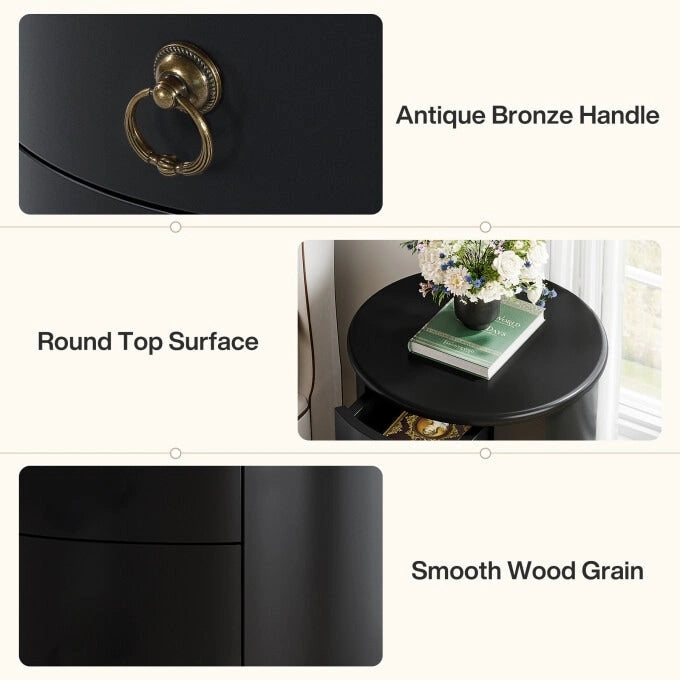 Solid Wood Bedside Table, Nightstand with 4 Drawers