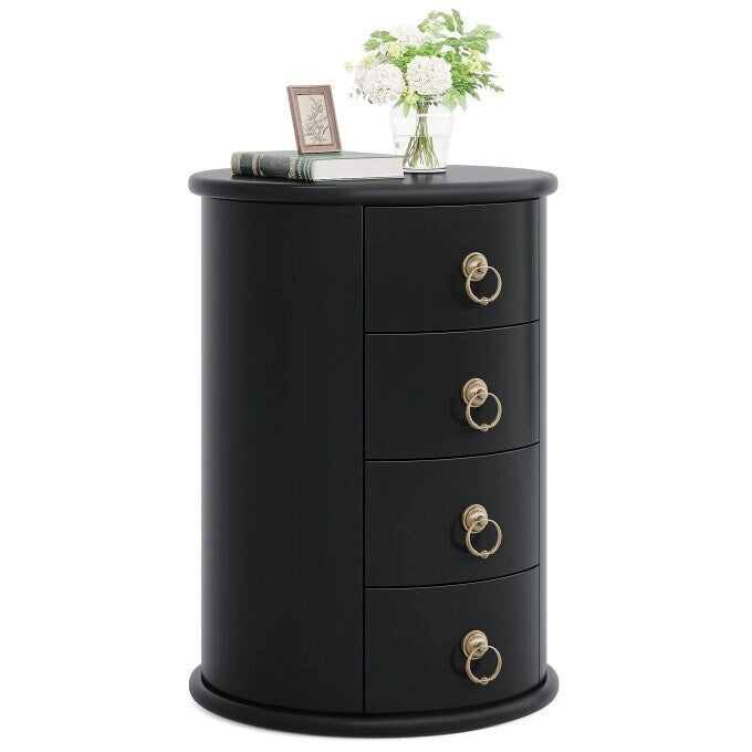 Solid Wood Bedside Table, Nightstand with 4 Drawers