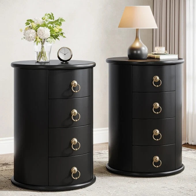 Solid Wood Bedside Table, Nightstand with 4 Drawers