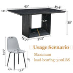 5 Piece Dining Room Set Kitchen Table Set with Square O-Shaped Legs, 4 Upholstered Dining Chairs for 4 People