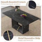 5 Piece Dining Room Set Kitchen Table Set with Square O-Shaped Legs, 4 Upholstered Dining Chairs for 4 People