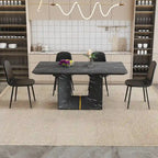 5 Piece Dining Room Set Kitchen Table Set with Square O-Shaped Legs, 4 Upholstered Dining Chairs for 4 People
