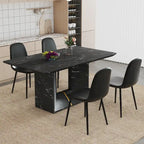 5 Piece Dining Room Set Kitchen Table Set with Square O-Shaped Legs, 4 Upholstered Dining Chairs for 4 People