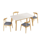 5 Piece Dining Set Wood Kitchen Set with Rectangular Dining Table and 4 Upholstered Chairs for Home Apartment