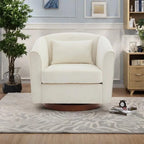 Chenille Swivel Accent Chair with 360 Rotation and Wood Base