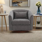 Chenille Swivel Accent Chair with 360 Rotation and Wood Base