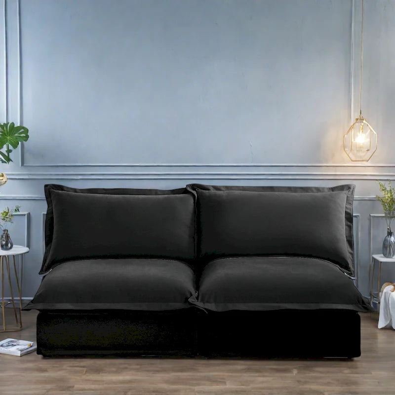 73.2 Chenille Modular 3-Seat Sofa with Removable Washable Covers And Multiple Pillows