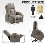Lazy Boy Power Lift Recliner Chair, Modern Single Motor Massage Sofa Chair with Lumbar Heating, USB Charging Port, Cup Holders