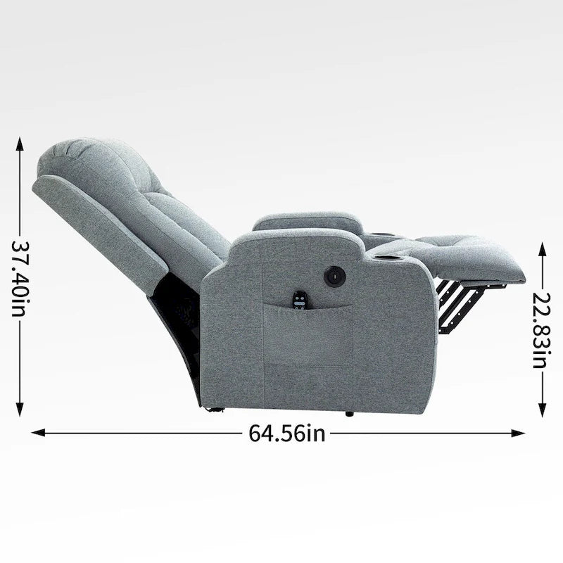 Lazy Boy Power Lift Recliner Chair, Modern Single Motor Massage Sofa Chair with Lumbar Heating, USB Charging Port, Cup Holders