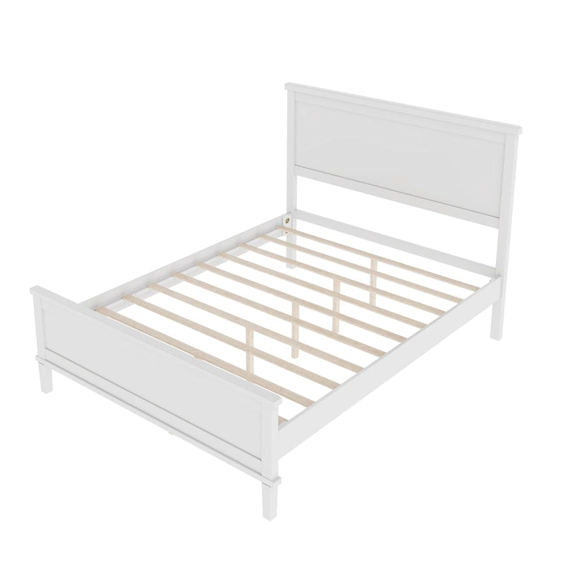 Wood Platform Bed Frame with Headboard, Wooden Panel Bed with Wood Slat Support and Under Bed Storage, No Box Spring Needed