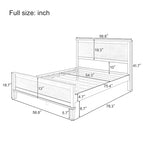 Wood Platform Bed Frame with Headboard, Wooden Panel Bed with Wood Slat Support and Under Bed Storage, No Box Spring Needed