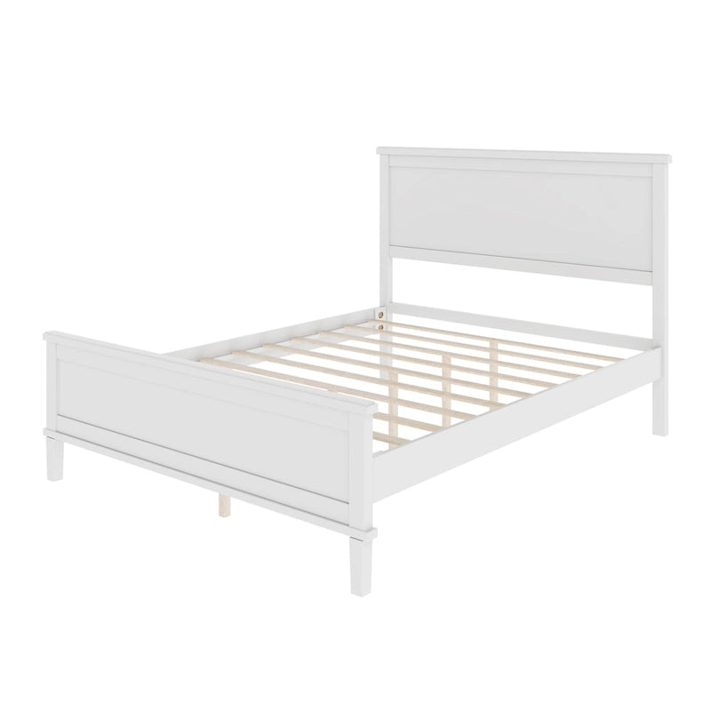 Wood Platform Bed Frame with Headboard, Wooden Panel Bed with Wood Slat Support and Under Bed Storage, No Box Spring Needed