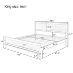 Wood Platform Bed Frame with Headboard, Wooden Panel Bed with Wood Slat Support and Under Bed Storage, No Box Spring Needed
