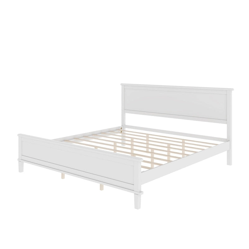 Wood Platform Bed Frame with Headboard, Wooden Panel Bed with Wood Slat Support and Under Bed Storage, No Box Spring Needed
